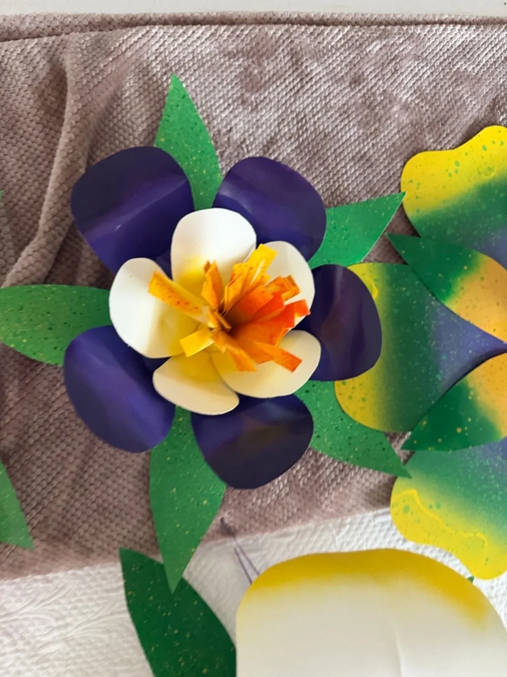 Handmade Decorative paper Flower Wall Art bundle of 4 Mardi Gras